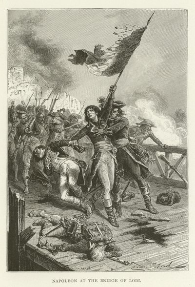 Napoleon bij de brug van Lodi door American School