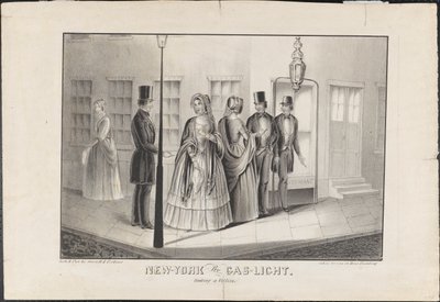 New York bij gaslicht, een slachtoffer haken, c.1850 door American School