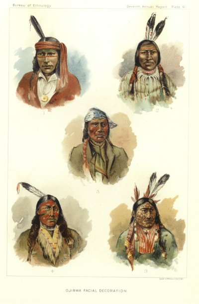 Ojibwa Gezichtsdecoratie door American School