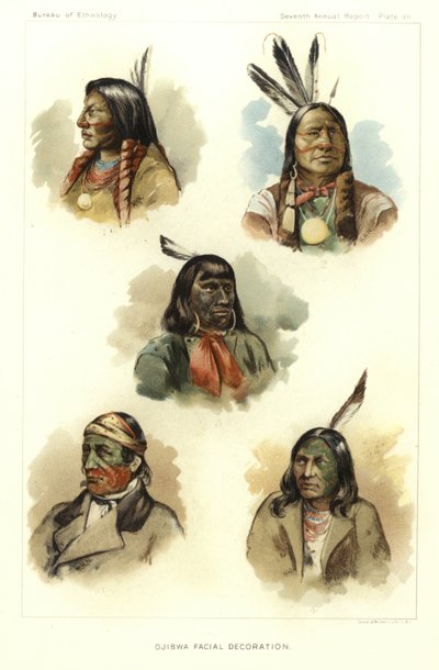 Ojibwa Gezichtsdecoratie door American School