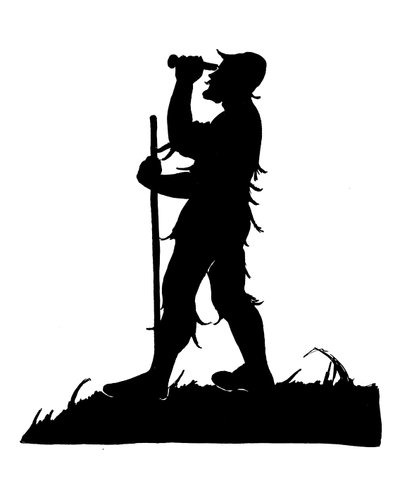 Een van een set Robinson Crusoe silhouetten door American School
