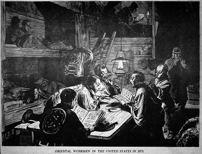 Oosterse (Chinese) arbeiders in de Verenigde Staten in 1875 door American School