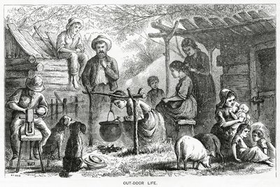 Buitenleven, illustratie voor een verhaal, Een Gemeenschap van Verschoppelingen, uit Appletons Journal, 23 maart 1872 door American School