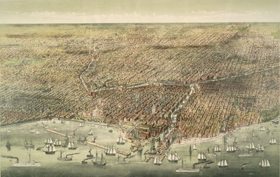 Panoramisch Uitzicht op de Stad Chicago, uitgegeven 1892 door American School