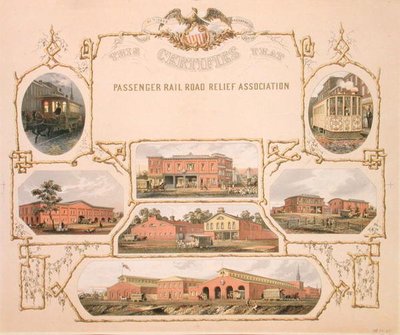 Certificaat van de Passenger Railroad Relief Association door American School