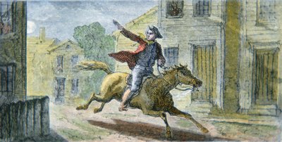 De beroemde rit van Paul Revere in de nacht van 18 april 1775 door American School