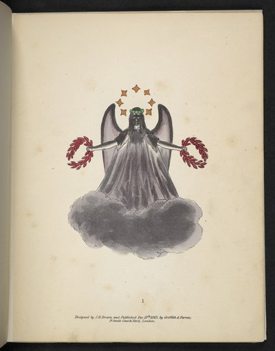 Plaat 1. Een donkere engel. Spectropia; of, Verrassende spookachtige illusies die overal geesten tonen, en in elke kleur, enz. ser. 1. J.H. Brown, 1864 door American School