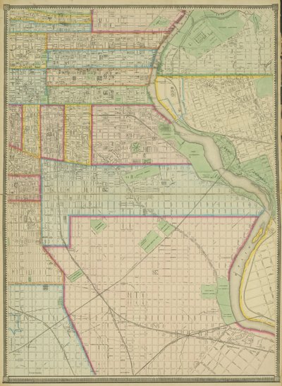 Kaart van de hele geïncorporeerde stad Philadelphia, 1867 door American School