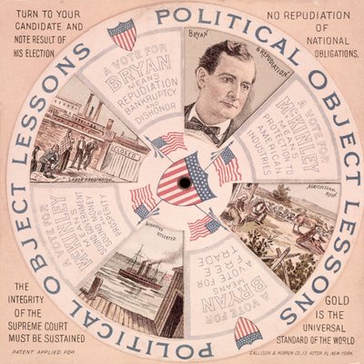 Politieke objectlessen, Amerikaanse presidentscampagneposter voor William McKinley (1843-1901) ca. 1897 door American School