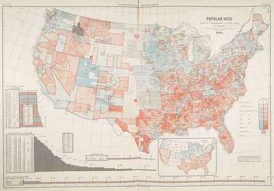 Politieke kaart van de verkiezingen van 1880, Plaat 11, Gannett, Henry en Fletcher Hewes door American School