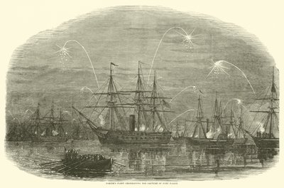 Porters vloot viert de verovering van Fort Fisher, januari 1865 door American School