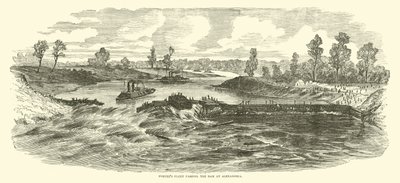 Vloot van Porter passeert de dam bij Alexandria, mei 1864 door American School