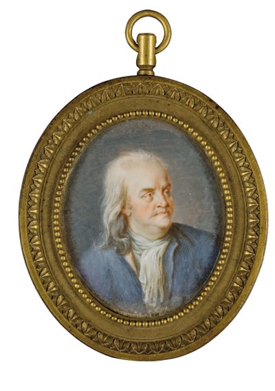 Portretminiatuur van Benjamin Franklin door American School