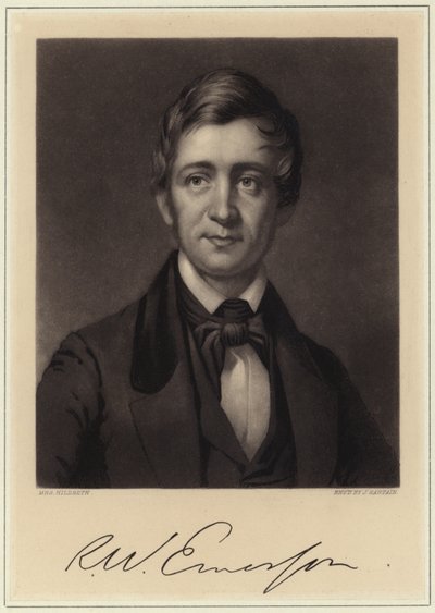 Portret van Ralph Waldo Emerson door American School