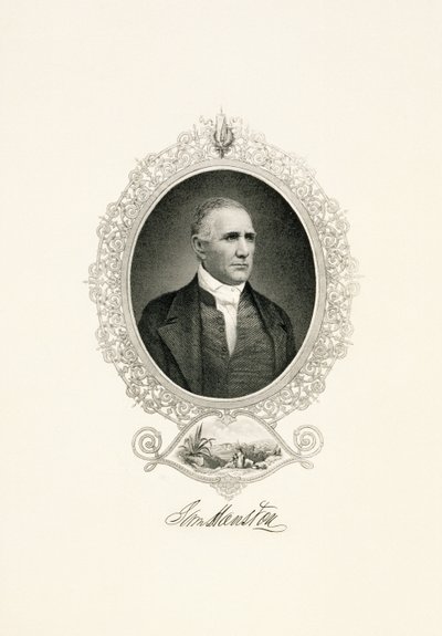 Portret van Sam Houston met een stadsgezicht, ca. 1855-ca. 1860 door American School