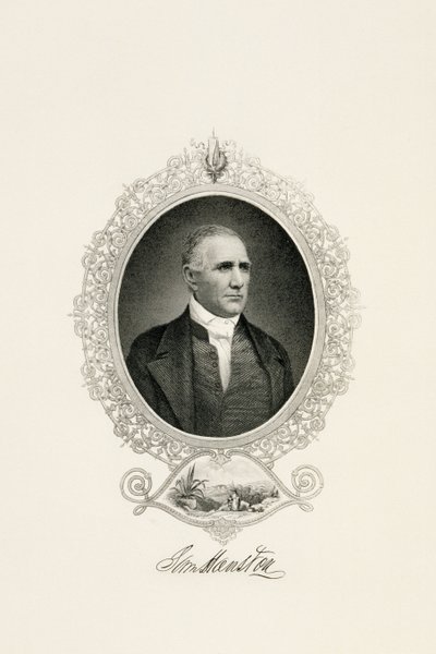 Portret van Sam Houston met een stadsgezicht, ca. 1855-ca. 1860 door American School