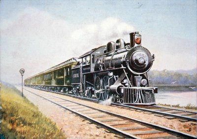 Ansichtkaart van de Overland Limited van de Chicago & North Western Railroad door American School