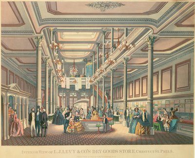 Poster die Levys Dry Goods Store, Philadelphia adverteert, gepubliceerd door L.N. Rosenthal, 1857 door American School