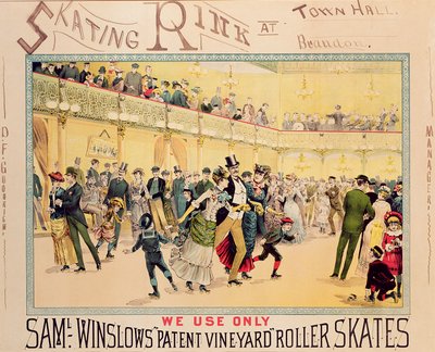 Poster ter promotie van de schaatsbaan in Brandon Town Hall, Utah door American School