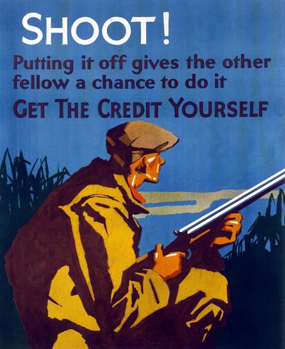 Poster gepubliceerd in de Verenigde Staten na de Grote Depressie van 1929 om sparen en ondernemerschap aan te moedigen. 