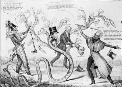 President Andrew Jackson (1767-1845) die de Hydra doodt door American School