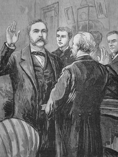 President Chester A. Arthur legt de ambtseed af na de dood van James Garfield op 20 september 1881 door American School