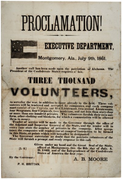 Wervingsaffiche voor drieduizend vrijwilligers, 9 juli 1861 door American School
