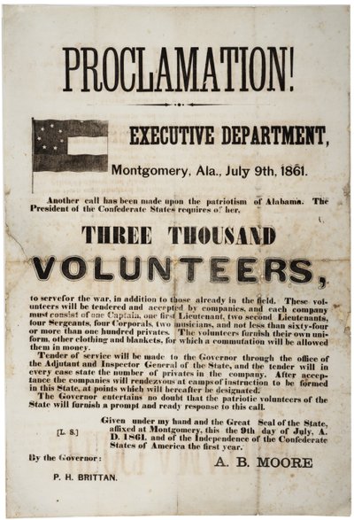 Wervingsaffiche voor drieduizend vrijwilligers, 9 juli 1861 door American School