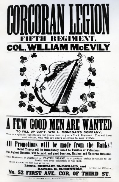 Wervingsposter voor het Corcoran Legion, 1862 door American School