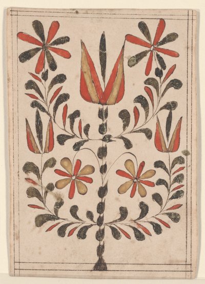 Beloning van Verdienste (Belohnung), Fraktur schilderij door American School