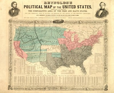 Reynoldss Politieke Kaart van de Verenigde Staten, c.1850 door American School