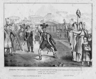 Richard de Derde uitgevoerd in Washington met het meest briljante succes door een gezelschap van amateurs, ca. 1834 door American School