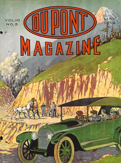 Wegconstructie, vooromslag van het DuPont Magazine, mei 1919 door American School