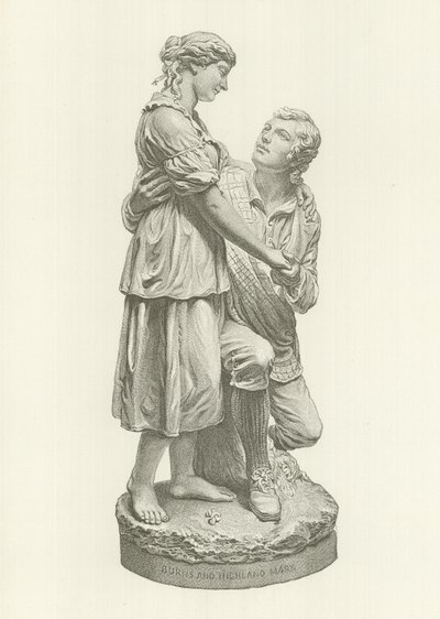 Robert Burns en Highland Mary (gravure) door American School