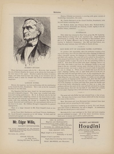 Robert Houdin, advertenties door American School
