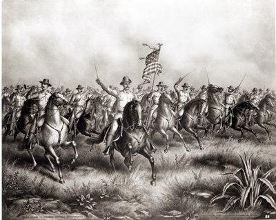 Rough Riders: Kolonel Theodore Roosevelt, Amerikaanse commandant bij San Juan Hill, Santiago, Cuba, 1898 door American School