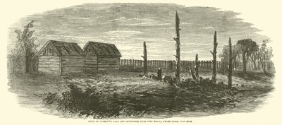 Ruïnes van Garretts schuur en bijgebouwen nabij Port Royal, waar Booth werd neergeschoten, april 1865 door American School