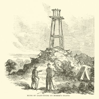 Ruïnes van de vuurtoren op Morriss Island, juli 1863 door American School