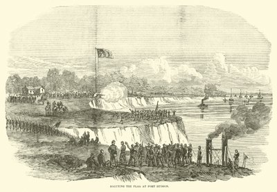 Het salueren van de vlag in Port Hudson door American School
