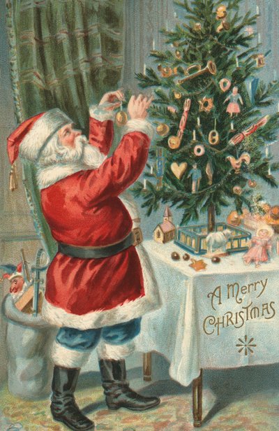 Kerstman Versiert een Kerstboom door American School