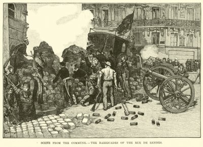 Scène uit de Commune, de barricades van de Rue de Rennes door American School
