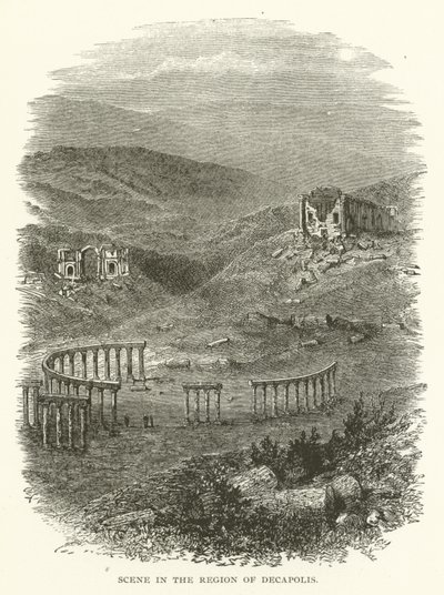 Scène in de Regio van Decapolis door American School