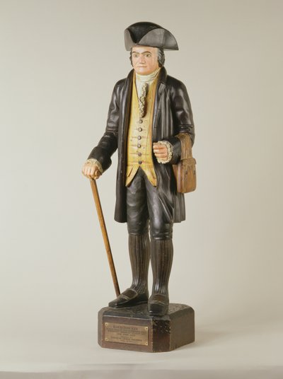 Beeldhouwwerk van Diedrich Knickerbocker dat stond in Knickerbocker Hall in New York City, c.1850-67 door American School