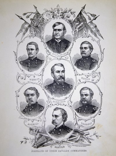 Zeven portretten van prominente cavaleriecommandanten van het Unie Leger door American School
