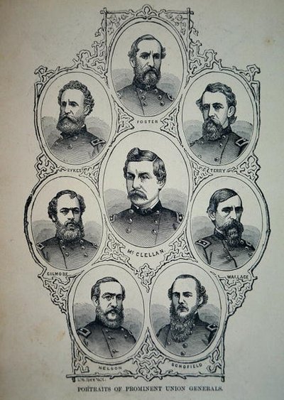 Zeven portretten van prominente generaals van het Union Army door American School