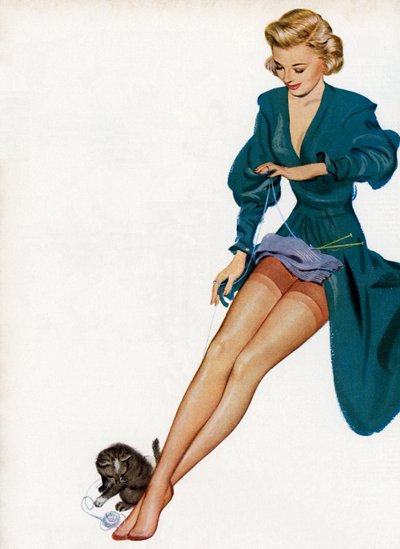 Sexy Vrouw Die Haar Nylons Laat Zien door American School