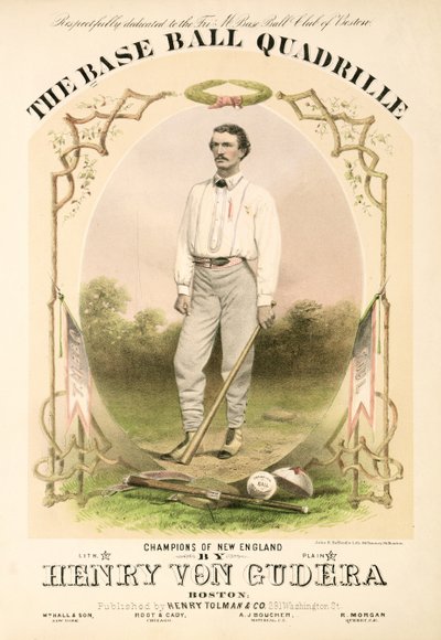 Bladmuziekomslag voor The Base Ball Quadrille geschreven door Henry von Gudera en uitgegeven door Henry Tolman & Co. door American School