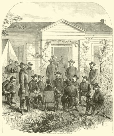Sherman in overleg besluit het beleg van Atlanta op te heffen, juli 1864 door American School
