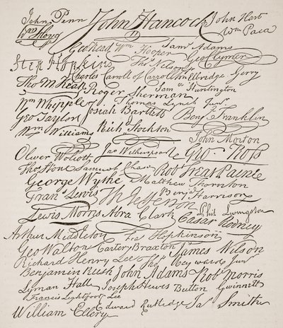 Handtekeningen onder de Onafhankelijkheidsverklaring, 1776, illustratie uit Cassells Geïllustreerde Geschiedenis van Engeland door American School