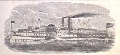 Stoomschip Drew, Ticket voor de Peoples Evening Line, Albany naar New York, verso door American School